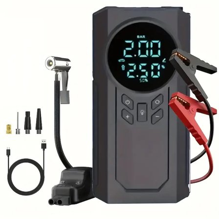 4’ü 1 Arada Lastik Şişirici – Akü Takviyesi – Powerbank – Led Işık (5477)