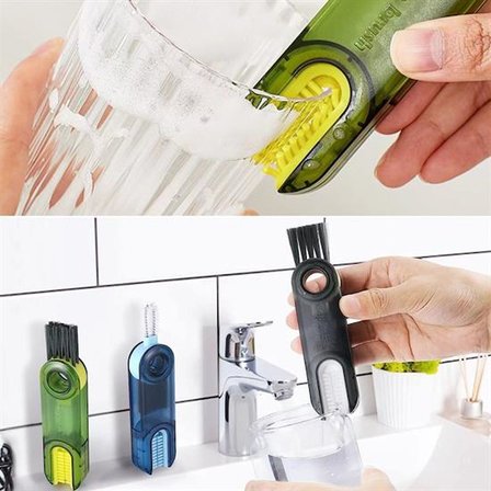 3 Fonksiyonlu Pratik Şişe Temizleme Fırçası Mutfak Banyo Araç İçin Çok Amaçlı Fırça (5477)