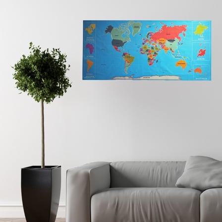 Renkli Atlas Dünya Haritası Manyetik Yapıştırıcı Gerektirmeyen Duvar Stickerı 118 CM * 56 CM (5477)