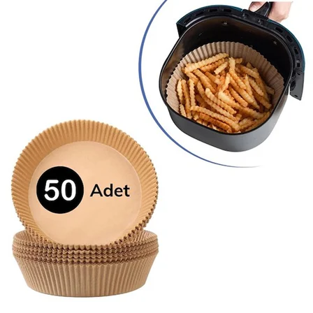50 Adet Air Fryer Pişirme Kağıdı Tek Kullanımlık Hava Fritöz Yağ Geçirmez Yapışmaz Tabak Model (5477