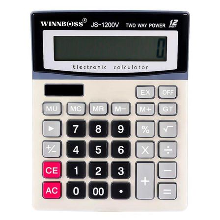 12 Haneli Geniş LCD Ekran, Pilli Büyük Düğmeli Hesap Makinesi (5477)