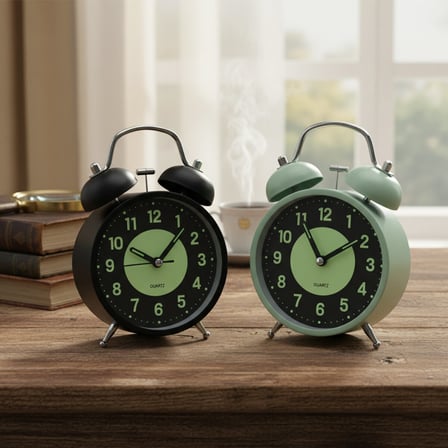 ALARM CLOCK NO-847 YUVARLAK MASA ÇALAR SAAT METAL KASA RENKLİ PİLLİ - IŞIKLI - FOSFORLU ÇAP: 11CM BG