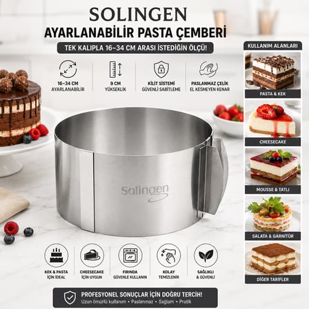 AYARLANABİLİR METAL KEK KALIP 16-34CM (5566)