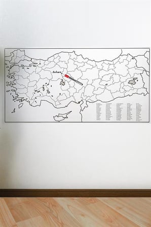 Yazılabilir Türkiye Haritası Manyetik Duvar Stickerı 110 x 56 cm (5477)