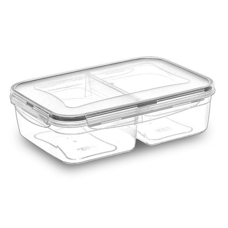 2 Bölmeli 1+1 Litre Kilitli Kapaklı Erzak Saklama Kabı LC-525 (5477)