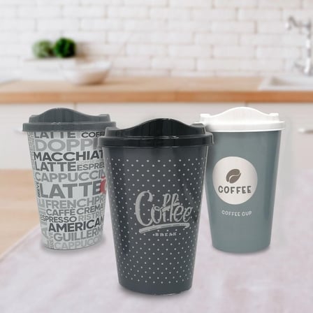 3 Adet Kahve Bardağı Seti Dekoratif Plastik Kahve Muhafaza Bardağı (5477)