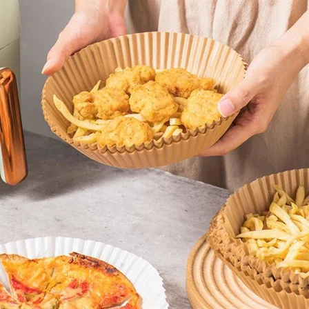 50 Adet Air Fryer Pişirme Kağıdı Tek Kullanımlık Yağ Geçirmez Yuvarlak Tabak Model PVC (5477)