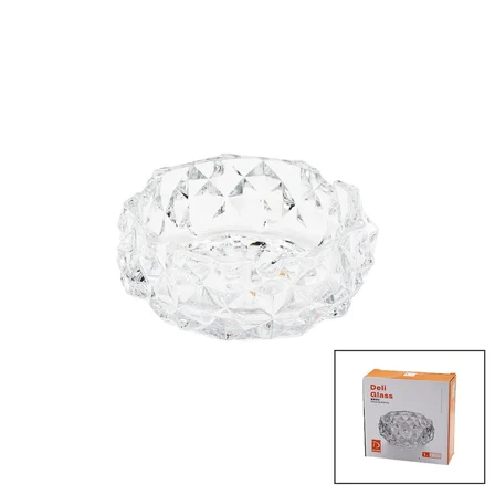 BÜYÜK CAM - DIAMOND KRİSTAL ŞEKİL YUVARLAK KÜLLÜK ÇAP: 12.8CM - D: 5.2CM (5477)