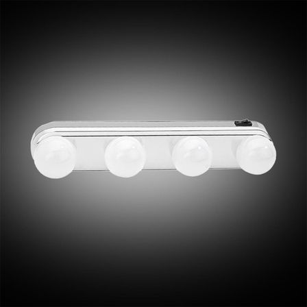 Kablosuz Parlak Banyo Stüdyo Makyaj Aynası Işığı Pilli Vantuzlu Taşınabilir 4 Led Ampul (5477)
