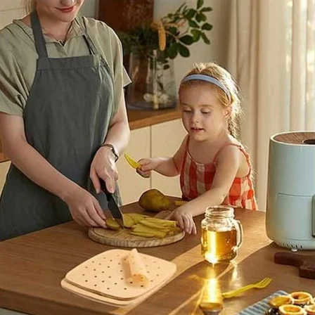 50 Adet Air Fryer Pişirme Kağıdı Tek Kullanımlık Hava Fritöz Yapışmaz Yağlı Kağıt Delikli Model (547