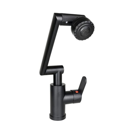 SİYAH - 1080 DERECE DÖNEBİLEN ÇOK FONKSİYONLU MUSLUK BATARYA KTX-3307 (5477)