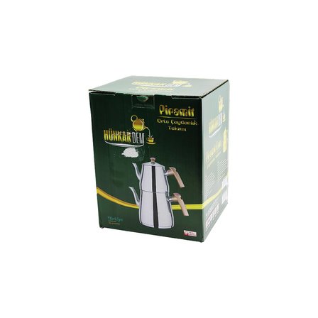 PİRAMİT ORTA BOY ÇELİK ÇAYDANLIK SETİ - TAKIMI RENKLİ BAKALİT KULP ÜST DEMLİK : 1.1LT - ALT SULUK: 2