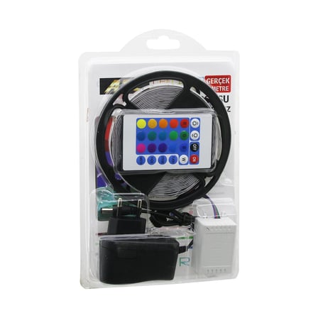 ATC LED STRIP EL-07-RUS-K  5MT  KUMANDALI - ADAPTÖRLÜ RGB RENKLİ ŞERİT LED IP65=SU GEÇİRMEZ SMD=2835