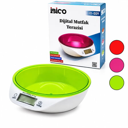 DİJİTAL - PİLLİ MUTFAK TERAZİ TARTI KASELİ - 5KG/1GR (5477)