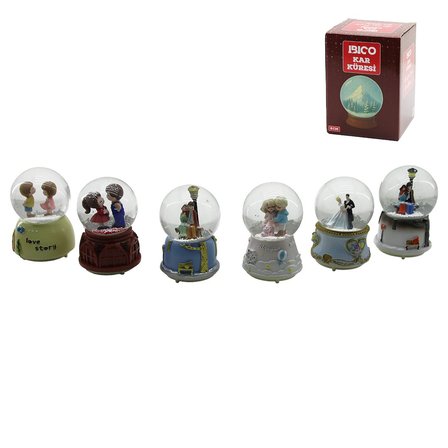 ORTA BOY - 8CM PİLLİ - IŞIKLI MÜZİKLİ KAR KÜRESİ CAM İNSAN FİGÜRLÜ - DESEN MİX RENKLİ HERHANGİ BİR T
