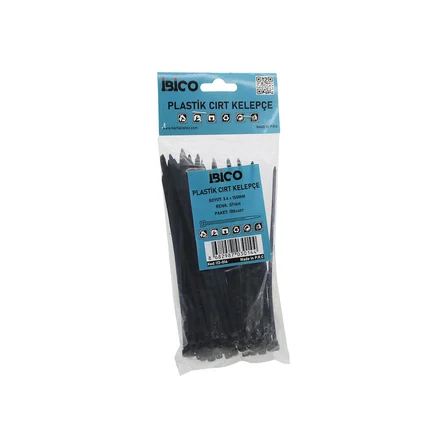 SİYAH   3.6X150MM  PLASTİK CIRT KELEPÇE  100PCS (5477)