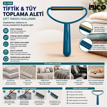 2İN1 BAŞLI PLASTİK SAPLI METAL TİFTİK TÜY TOPLAMA PLS.KAŞIYICI APARAT PET SHOP (5566)