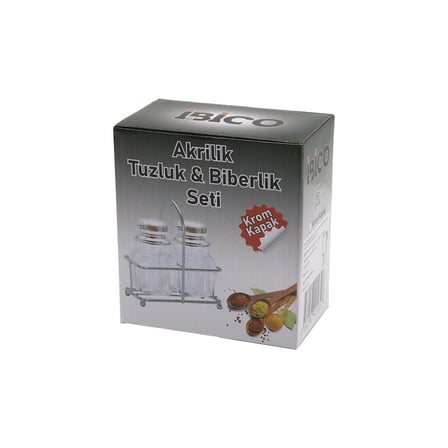 2PCS KROM KAPAK AKRİLİK TUZLUK - BİBERLİK - BAHARATLIK METAL STANDLI KARE - KÖŞELİ (5477)