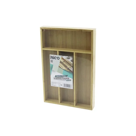 4 BÖLMELİ AHŞAP BAMBU KAŞIKLIK  24X33CM (5477)