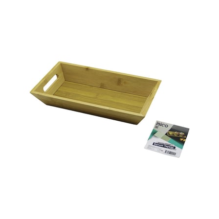 DİKDÖRTGEN=16X30CM  DERİN=4.5CM  AHŞAP BAMBU SUNUM TEPSİSİ ÇİFT OYMA KULPLU (5477)