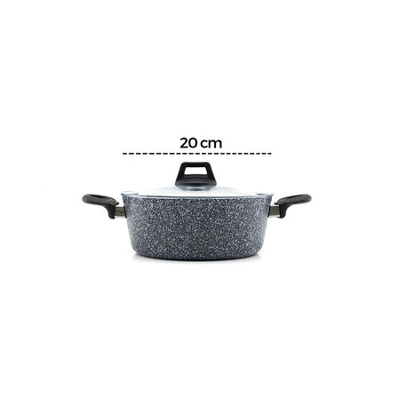 GRİ 7 PARÇA GRANİT TENCERE - TAVA SETİ 20-24CM DERİN - 27CM BASIK CAM KAPAK TENCERE - 26CM TAVA (547