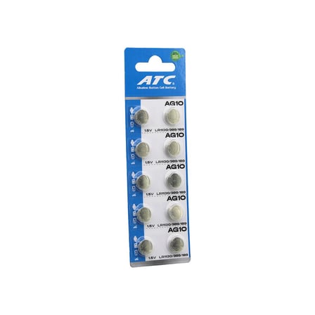 ATC ALKALİNE BUTTON BATTERY AG10 LR-1130/389/189 DÜĞME PİL ALKALİN 1.5V 10LU KART (5477)