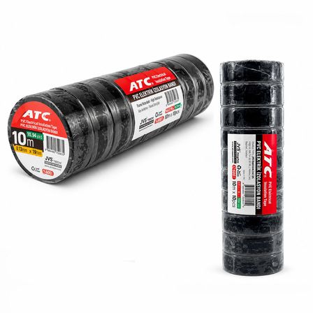 10 ADET LÜX SİYAH PVC İZOLASYON ELEKTRİK BANDI 0.13X19X11YDS 10MM - 1 PAKET GÖNDERİLİR - 1 PAKET İÇİ