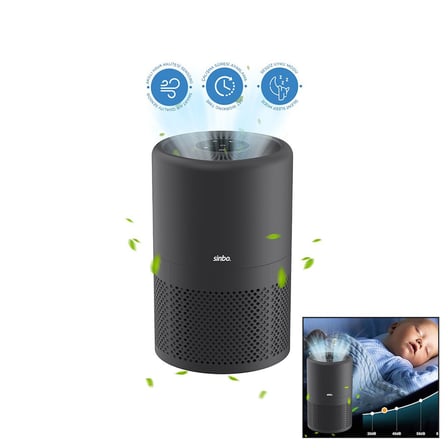 GRİ HAVA TEMİZLEME CİHAZI OTOMATİK FAN 3 KADEME FİLTRELEME LED AYDINLATMA SESSİZ UYKU MOD SAP-5507 (