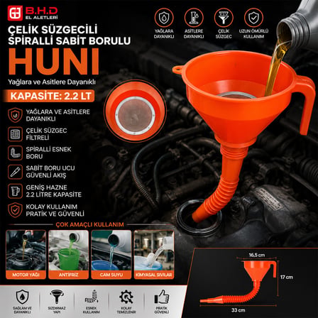 ÇELİK SÜZGEÇLİ SPİRALLİ HUNİ SABİT BORULU 2.2LT (5566)
