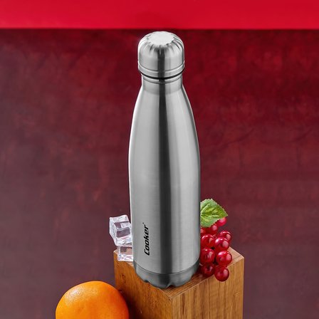 500ML KROM ŞİŞE TERMOS PASLANMAZ ÇELİK - KAYDIRMAZ TPR TABAN (5477)