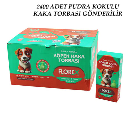 2400 ADET = 1 KOLİ KÖPEK - EVCİL HAYVAN KAKA TORBASI PUDRA KOKULU - 25X35CM (5477)