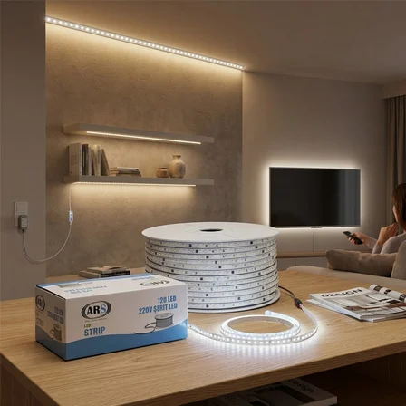 100MT 6500K - BEYAZ DIŞ MEKAN ŞERİT LED 220V 120LED ARS-348985 (5477)