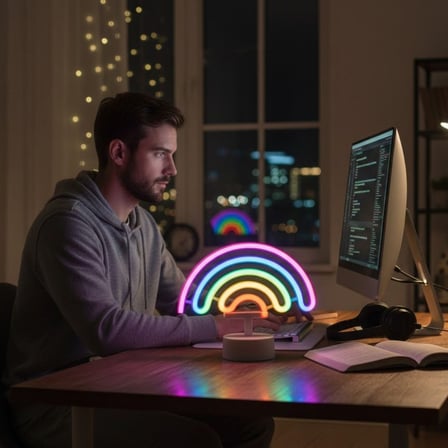 Plastik Gökkuşağı Neon LED Işık – Dekoratif Renkli Masaüstü ve Ambiyans Aydınlatması (5477)