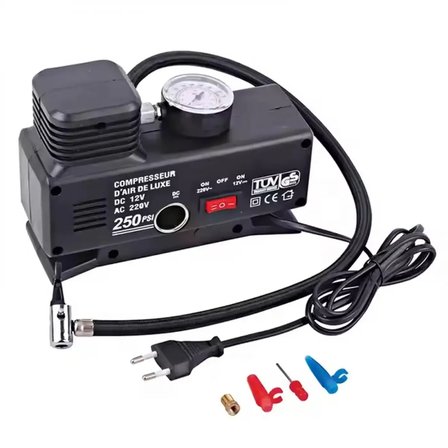 220 Volt-12 Volt 250 Psi Kompresör Lastik Hava Şişirme Oto Pompası Fişli Ve Çakmaklı Yage-843 (5477)