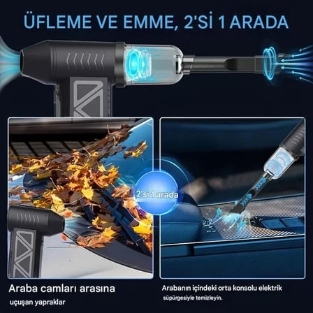 Mini Şarjlı Hava Üfleyici ve Vakumlu El Süpürgesi (5477)