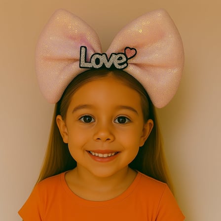 LED Işıklı Love Yazılı Pembe Fiyonk Taç – Kız Çocuk Parti Tacı (5477)