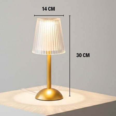 Uzun Klasik Çizgili Model LED Masa Lambası – Dokunmatik, 3 Renk Işık Modlu, Şarjlı Dekoratif Gece La