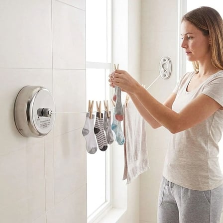 Paslanmaz Çelik Geri Çekilebilir Çamaşır İpi – Duvar Tipi Duvara Monte Banyo,Balkon,Bahçe Çamaşır Ku