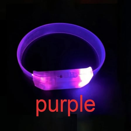 3 Modlu Pilli LED Işıklı Esnek Parti Bilekliği Mor (5477)