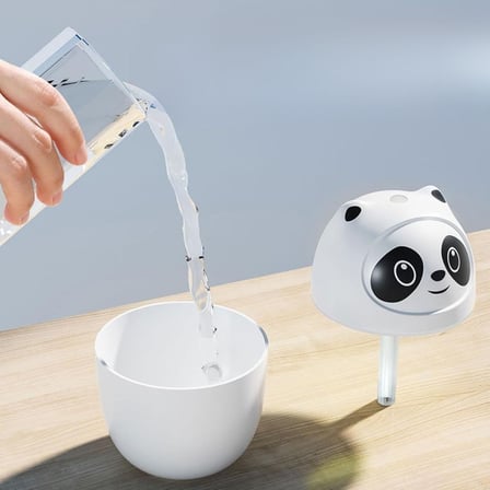 Sevimli Panda Figürlü Hava Nemlendirici – Ultrasonik Soğuk Buhar Makinesi, LED Işıklı Masaüstü Oda N