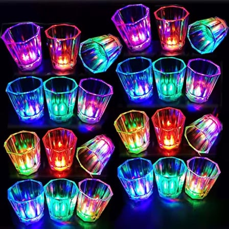 Renkli Led Parlayan Fiber Optik Glow Işıklı Bardak 5,5 x 5,5 cm (5477)