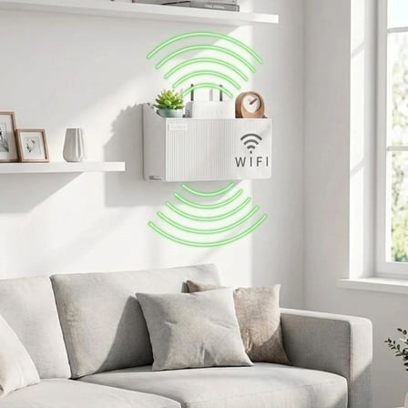Duvar Tipi Wi-Fi Modem Saklama Kutusu(Beyaz) – Kablo Düzenleyici Router Raf Organizer (5477)