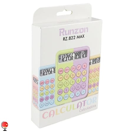 Runzon Renkli Hesap Makinesi Yuvarlak Uçlu 12 Hane Mavi RZ-822 (5477)