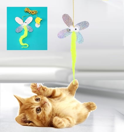Kelebek Model Elastik Kendinden Yapışkanlı Kedi Oyun Oltası (5477)