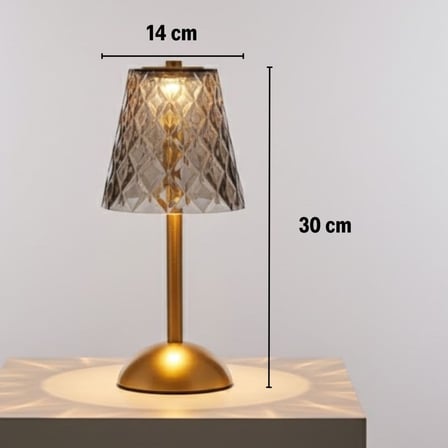 Uzun Klasik Gri Baklava Model LED Masa Lambası – Dokunmatik, 3 Renk Işık Modlu, Şarjlı Dekoratif Gec