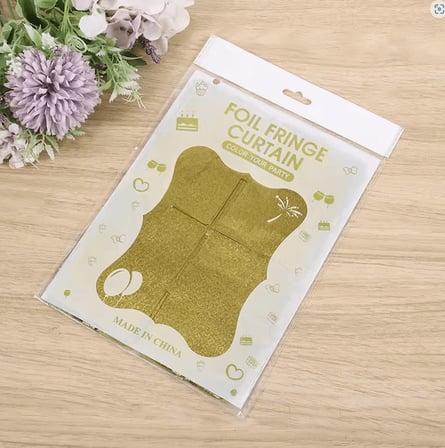Altın Gold Renk Dikdörtgen Kesim Parlak Sim Görünümlü Fon Perde Dekor 1x2 Metre (5477)