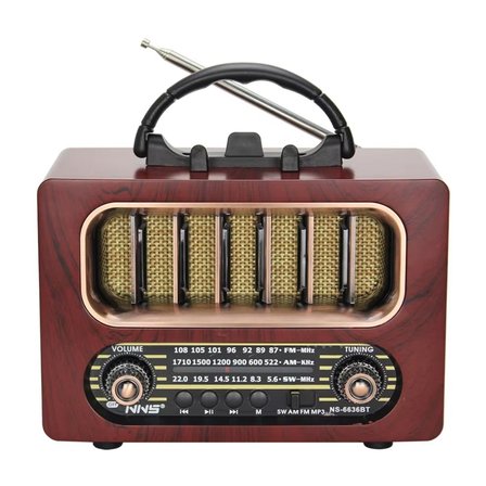 Orta Boy Retro Ahşap Tasarım Bluetooth Hoparlörlü Radyo – FM/AM Destekli, Şarjlı ve Taşınabiliri Rad