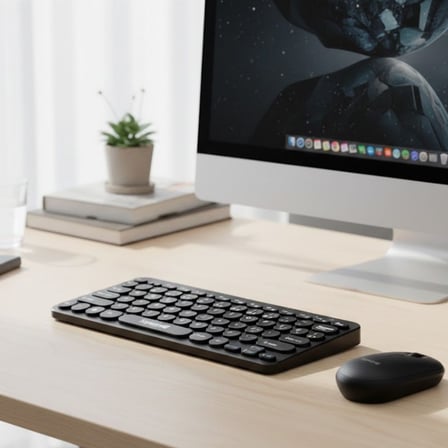 Kablosuz Lacivert Bluetooth Klavye Mouse Seti – Yuvarlak Tuşlu Tasarım, Türkçe Q Dizilim, Taşınabili