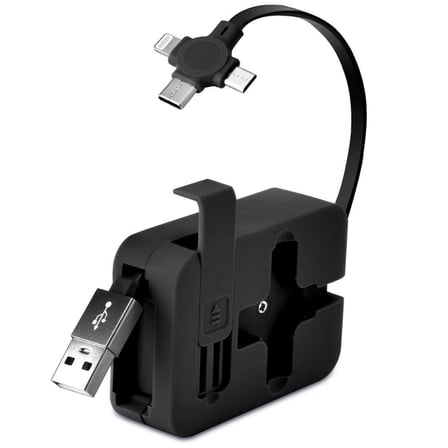 Cep Tipi Telefon Tutuculu Makaralı Uzayıp Kısalabilen 3&amp;apos;ü 1 Arada USB Şarj Kablosu (5477)