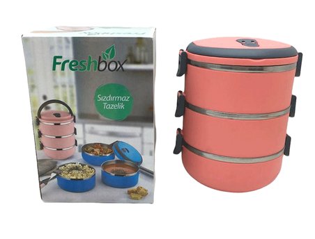 KOYU PEMBE 3LÜ SEFER TASI SAKLAMA KABI 1.8LT (5477)
